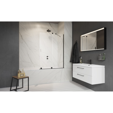 Radaway Furo Black PND II stumdoma vonios sienelė, skaidrus stiklas, juodas profilis, dydžių pasirinkimas Radaway Furo Black PND II stumdoma vonios sienelė, skaidrus stiklas, juodas profilis, dydžių pasirinkimas