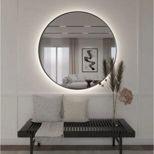 Add Home Spot veidrodis su galiniu LED apšvietimu, juodu aliuminio rėmeliu, įvairių dydžių