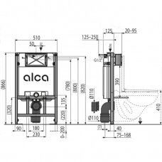 Alcadrain pažemintas potinkinis rėmas, 85cm aukščio, AM101/850