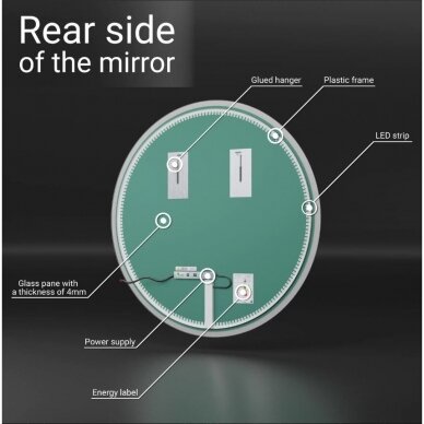 Alasta London apvalus veidrodis su LED apšvietimu, įvairių dydžių 7