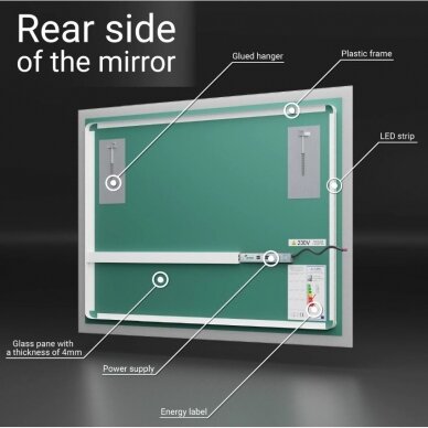 Alasta Wieden veidrodis su LED apšvietimu, įvairių dydžių 9