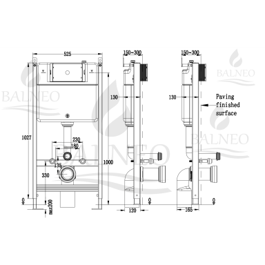 Balneo Fix-Frame Slim potinkinis rėmas su EXO mygtuku, baltas/chromas/juodas Balneo Fix-Frame Slim potinkinis rėmas su EXO mygtuku, baltas/chromas/juodas