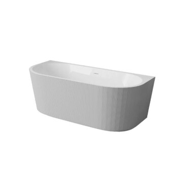 Balneo Viva No Rim laisvai pastatoma rifliuota sieninė vonia, 150 x 75 cm, balta-pilka, su baltu sifono dangteliu, J0301020103-4 Balneo Viva No Rim laisvai pastatoma rifliuota sieninė vonia, 150 x 75 cm, balta-pilka, su baltu sifono dangteliu, J0301020103-4