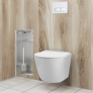 Balneo Wall Box Brush L potinkinė tualetinio šepečio lentyna su įklijuojama plytele, nerūdijantis plienas Balneo Wall Box Brush L potinkinė tualetinio šepečio lentyna su įklijuojama plytele, nerūdijantis plienas
