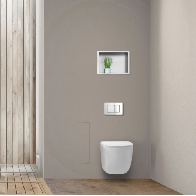 Balneo Wall Box Brush S potinkinė tualetinio šepečio lentyna su įklijuojama plytele, nerūdijantis plienas Balneo Wall Box Brush S potinkinė tualetinio šepečio lentyna su įklijuojama plytele, nerūdijantis plienas