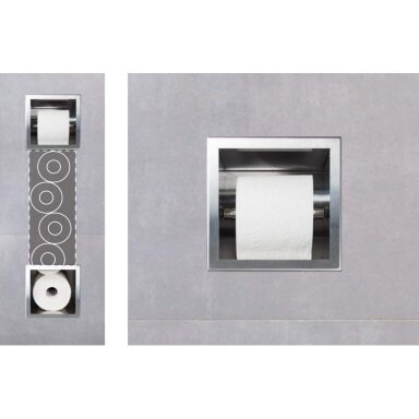 Balneo Wall-Box Paper potinkinis tualetinio popieriaus laikiklis su paslėptu dėklu, nerūdijančio plieno spalvos Balneo Wall-Box Paper potinkinis tualetinio popieriaus laikiklis su paslėptu dėklu, nerūdijančio plieno spalvos