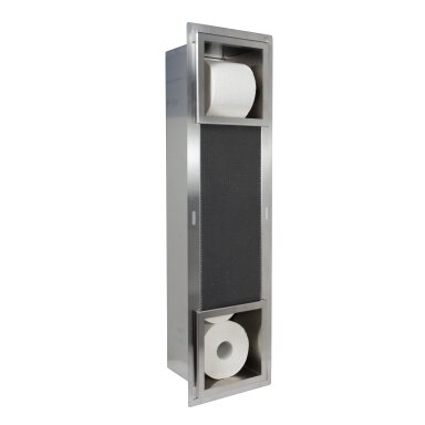 Balneo Wall-Box Paper potinkinis tualetinio popieriaus laikiklis su paslėptu dėklu, nerūdijančio plieno spalvos Balneo Wall-Box Paper potinkinis tualetinio popieriaus laikiklis su paslėptu dėklu, nerūdijančio plieno spalvos