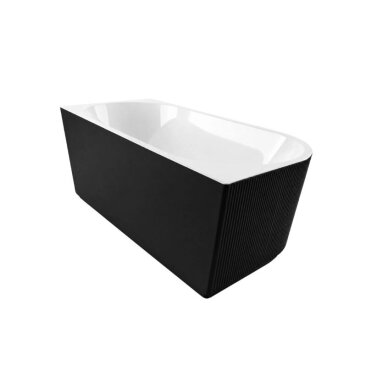 Balneo Avola No Rim rifliuota laisvai pastatoma kampinė vonia, dešininė, 150 x 75 cm, balta-juoda, su baltu sifono dangteliu, J0301020402-7 4 Balneo Avola No Rim rifliuota laisvai pastatoma kampinė vonia, dešininė, 150 x 75 cm, balta-juoda, su baltu sifono dangteliu, J0301020402-7 4
