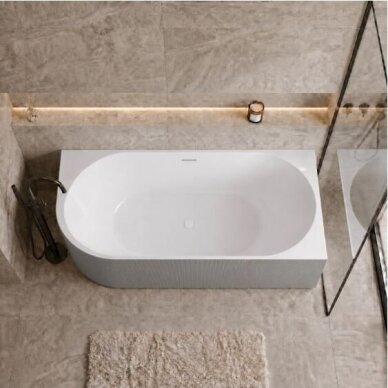 Balneo Avola No Rim rifliuota laisvai pastatoma kampinė vonia, dešininė, 150 x 75 cm, balta-pilka, su baltu sifono dangteliu, J0301020402-4 10 Balneo Avola No Rim rifliuota laisvai pastatoma kampinė vonia, dešininė, 150 x 75 cm, balta-pilka, su baltu sifono dangteliu, J0301020402-4 10