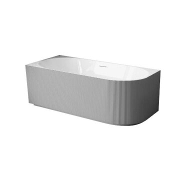 Balneo Avola No Rim rifliuota laisvai pastatoma kampinė vonia, kairinė, 150 x 75 cm, balta-pilka, su baltu sifono dangteliu, J0301020502-4 1 Balneo Avola No Rim rifliuota laisvai pastatoma kampinė vonia, kairinė, 150 x 75 cm, balta-pilka, su baltu sifono dangteliu, J0301020502-4 1
