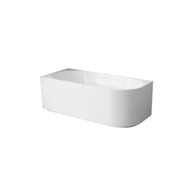 Balneo Avola No Rim rifliuota laisvai pastatoma kampinė vonia, kairinė, 150 x 75 cm, balta su baltu sifono dangteliu, J0301020502-1 1 Balneo Avola No Rim rifliuota laisvai pastatoma kampinė vonia, kairinė, 150 x 75 cm, balta su baltu sifono dangteliu, J0301020502-1 1