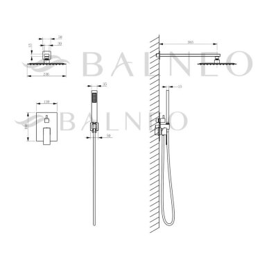 Balneo Cascade potinkinė quadra dušo sistema, braižyto vario spalvos, H0301050607 7 Balneo Cascade potinkinė quadra dušo sistema, braižyto vario spalvos, H0301050607 7