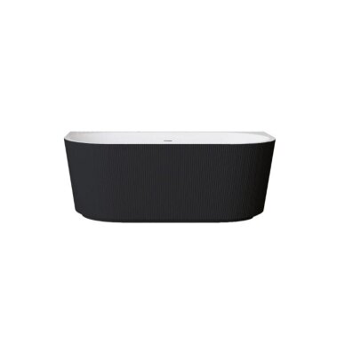 Balneo Viva No Rim laisvai pastatoma rifliuota sieninė vonia, 150 x 75 cm, balta-juoda, su baltu sifono dangteliu, J0301020103-7 1 Balneo Viva No Rim laisvai pastatoma rifliuota sieninė vonia, 150 x 75 cm, balta-juoda, su baltu sifono dangteliu, J0301020103-7 1