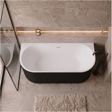Balneo Viva No Rim laisvai pastatoma rifliuota sieninė vonia, 150 x 75 cm, balta-juoda, su baltu sifono dangteliu, J0301020103-7 9 Balneo Viva No Rim laisvai pastatoma rifliuota sieninė vonia, 150 x 75 cm, balta-juoda, su baltu sifono dangteliu, J0301020103-7 9