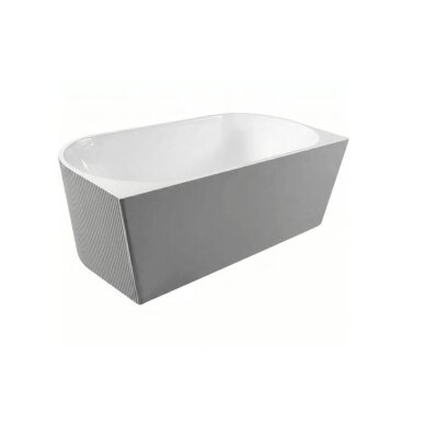 Balneo Viva No Rim laisvai pastatoma rifliuota sieninė vonia, 150 x 75 cm, balta-pilka, su baltu sifono dangteliu, J0301020103-4 4 Balneo Viva No Rim laisvai pastatoma rifliuota sieninė vonia, 150 x 75 cm, balta-pilka, su baltu sifono dangteliu, J0301020103-4 4