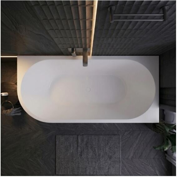 Balneo Avola No Rim rifliuota laisvai pastatoma kampinė vonia, dešininė, 150 x 75 cm, balta-juoda, su baltu sifono dangteliu, J0301020402-7 10 Balneo Avola No Rim rifliuota laisvai pastatoma kampinė vonia, dešininė, 150 x 75 cm, balta-juoda, su baltu sifono dangteliu, J0301020402-7 10