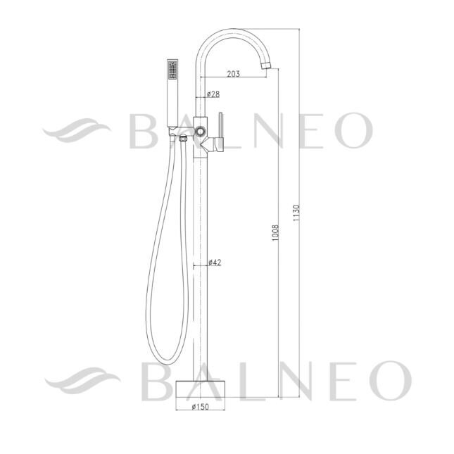 Balneo Cascade vonios maišytuvas montuojamas į grindis, blizgaus aukso spalvos, H0201030304 5