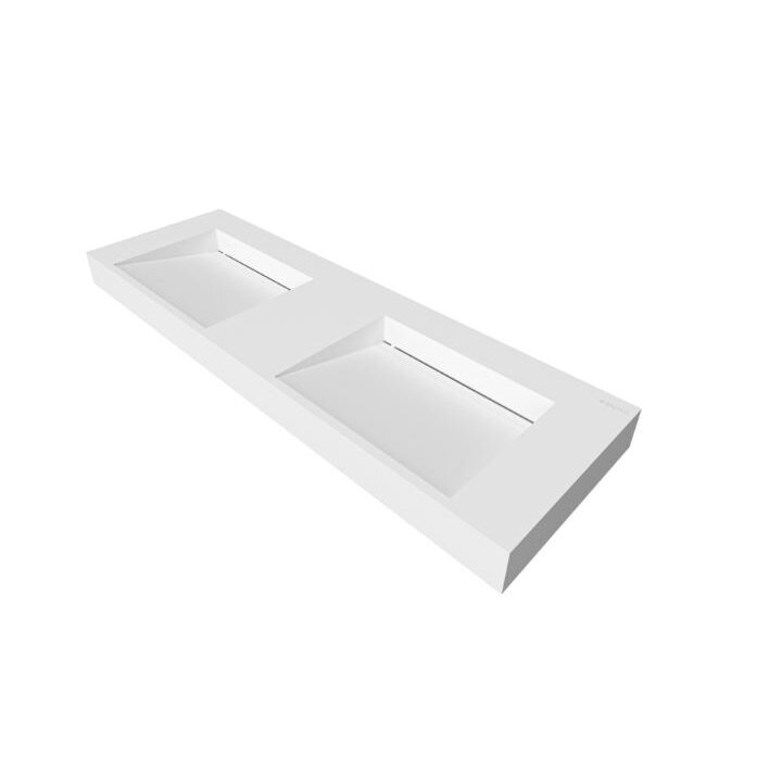 Balneo Seravia dvigubas akmens masės baldinis praustuvas, 140 x 45 cm, baltas 3 Balneo Seravia dvigubas akmens masės baldinis praustuvas, 140 x 45 cm, baltas 3