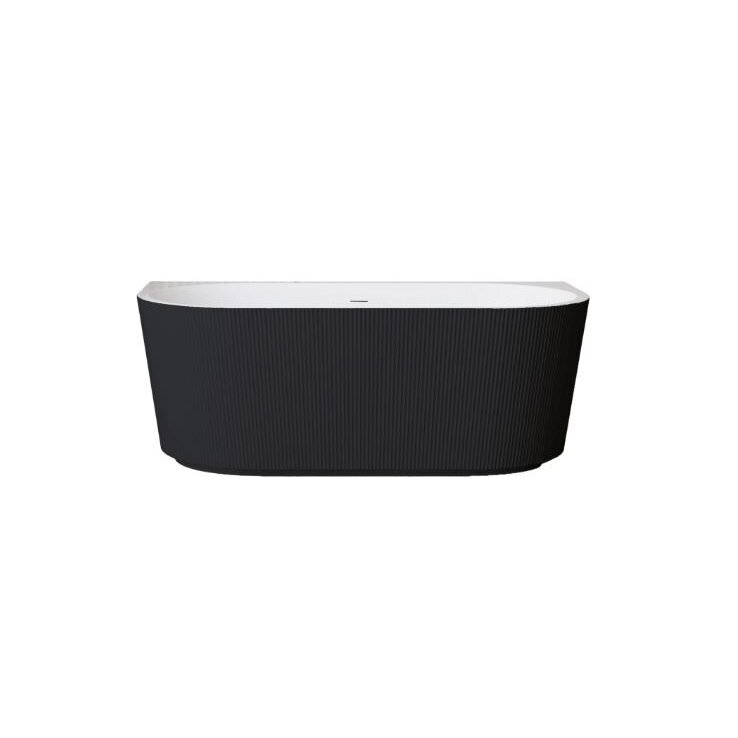 Balneo Viva No Rim laisvai pastatoma rifliuota sieninė vonia, 150 x 75 cm, balta-juoda, su baltu sifono dangteliu, J0301020103-7 1