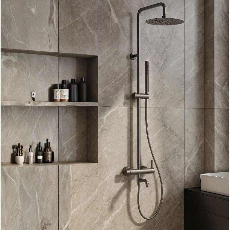 Balneo Cascade virštinkinė vonios/dušo sistema, Gun Metal, H0301070505 1 Balneo Cascade virštinkinė vonios/dušo sistema, Gun Metal, H0301070505 1