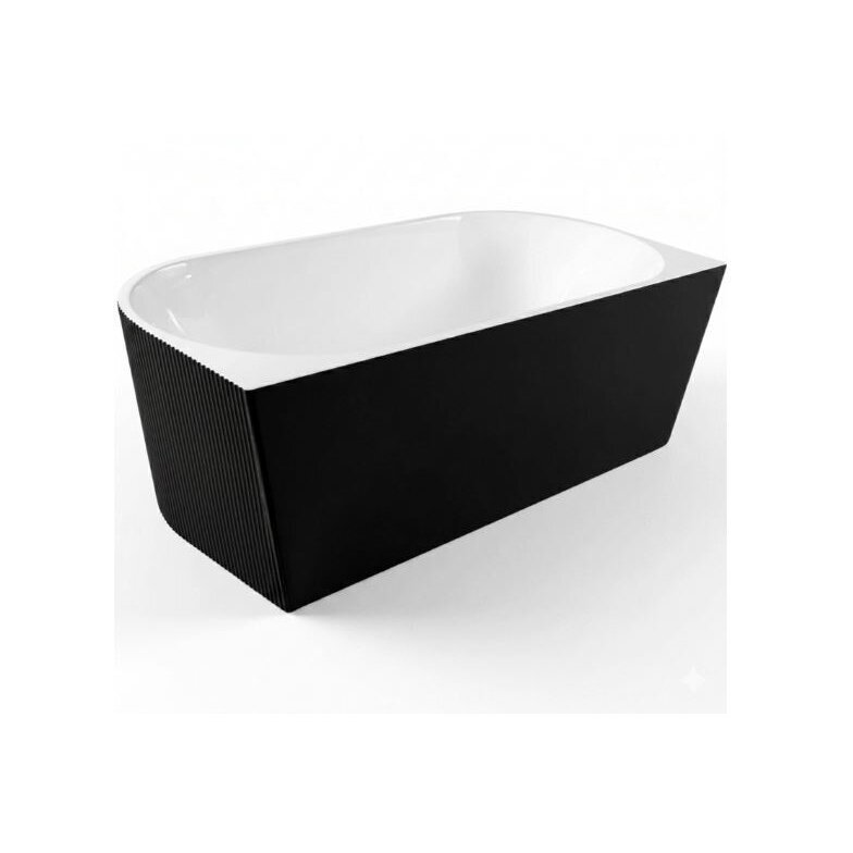 Balneo Viva No Rim laisvai pastatoma rifliuota sieninė vonia, 150 x 75 cm, balta-juoda, su baltu sifono dangteliu, J0301020103-7 2 Balneo Viva No Rim laisvai pastatoma rifliuota sieninė vonia, 150 x 75 cm, balta-juoda, su baltu sifono dangteliu, J0301020103-7 2