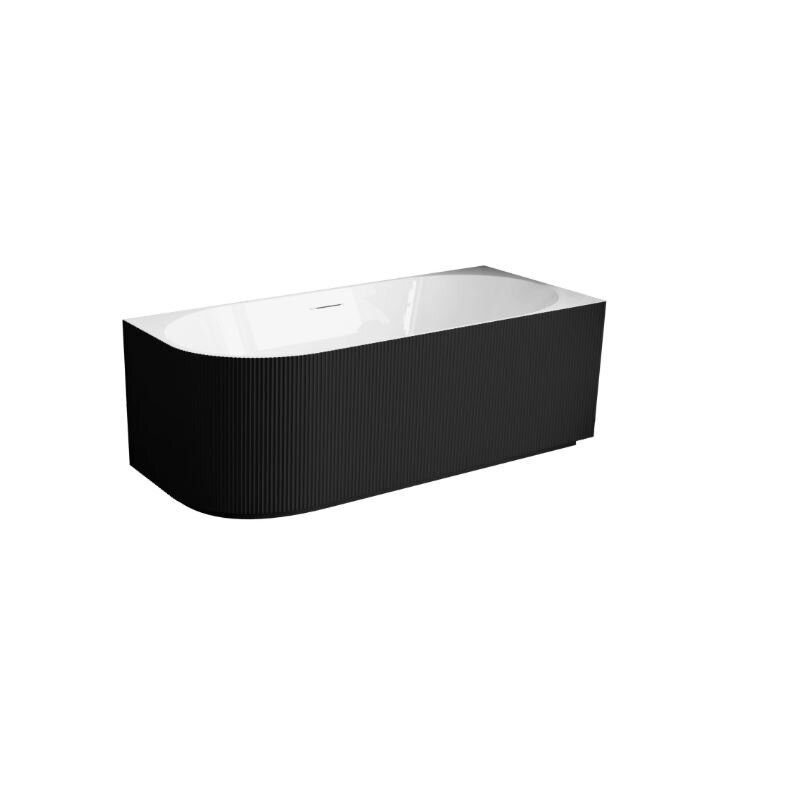 Balneo Avola No Rim rifliuota laisvai pastatoma kampinė vonia, dešininė, 150 x 75 cm, balta-juoda, su baltu sifono dangteliu, J0301020402-7 1 Balneo Avola No Rim rifliuota laisvai pastatoma kampinė vonia, dešininė, 150 x 75 cm, balta-juoda, su baltu sifono dangteliu, J0301020402-7 1