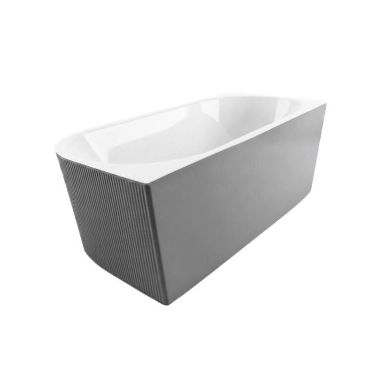 Balneo Avola No Rim rifliuota laisvai pastatoma kampinė vonia, kairinė, 150 x 75 cm, balta-pilka, su baltu sifono dangteliu, J0301020502-4 4