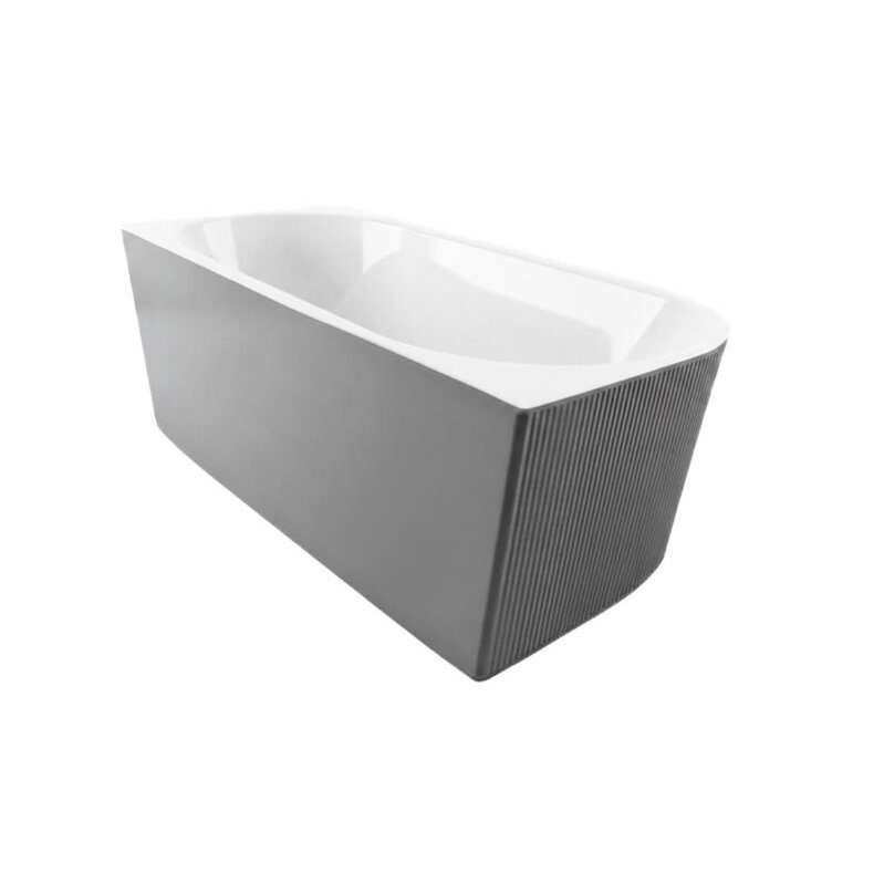 Balneo Avola No Rim rifliuota laisvai pastatoma kampinė vonia, dešininė, 150 x 75 cm, balta-pilka, su baltu sifono dangteliu, J0301020402-4 4 Balneo Avola No Rim rifliuota laisvai pastatoma kampinė vonia, dešininė, 150 x 75 cm, balta-pilka, su baltu sifono dangteliu, J0301020402-4 4