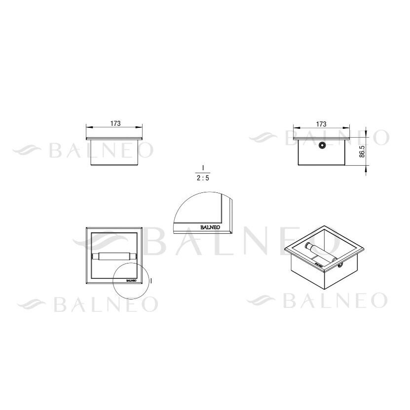 Balneo Wall-Box Paper įleidžiamas į sieną tualetinio popieriaus laikiklis, gun metal 4 Balneo Wall-Box Paper įleidžiamas į sieną tualetinio popieriaus laikiklis, gun metal 4