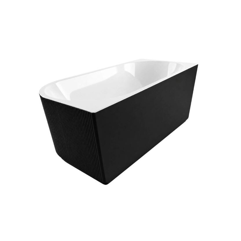 Balneo Avola No Rim rifliuota laisvai pastatoma kampinė vonia, kairinė, 150 x 75 cm, balta-juoda, su baltu sifono dangteliu, J0301020502-7 3 Balneo Avola No Rim rifliuota laisvai pastatoma kampinė vonia, kairinė, 150 x 75 cm, balta-juoda, su baltu sifono dangteliu, J0301020502-7 3