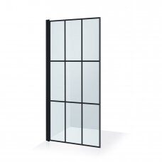 Brasta Glass Laura Nero Cube dušo sienelė su juodu profiliu, skaidrus stiklas, dydžių pasirinkimas