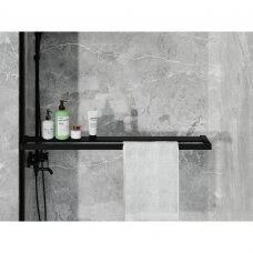 Brasta Glass lentynėle dušo sienelei, chromo arba juodos spalvos