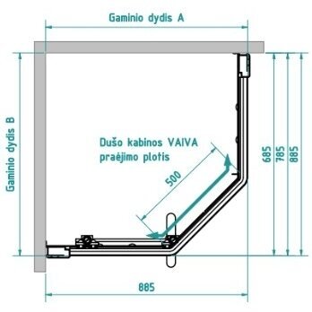 Brasta Glass Vaiva penkiakampė dušo kabina, dydžių ir stiklo spalvų pasirinkimas 6