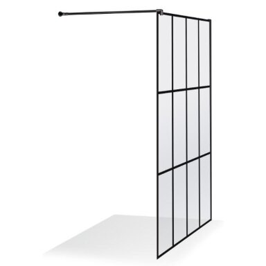 Brasta Glass Ema industrinio stiliaus dušo sienelė, juodas profilis, skaidrus stiklas Brasta Glass Ema industrinio stiliaus dušo sienelė, juodas profilis, skaidrus stiklas