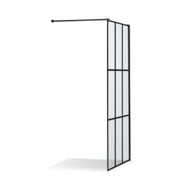 Brasta Glass Ema industrinio stiliaus dušo sienelė, juodas profilis, skaidrus stiklas Brasta Glass Ema industrinio stiliaus dušo sienelė, juodas profilis, skaidrus stiklas