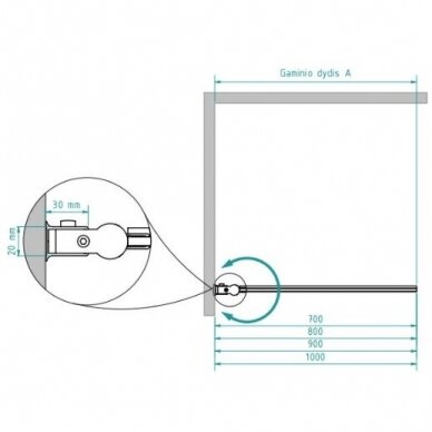 Brasta Glass Maja Nero Frame vonios sienelė su juodu profiliu, dydžių pasirinkimas 1