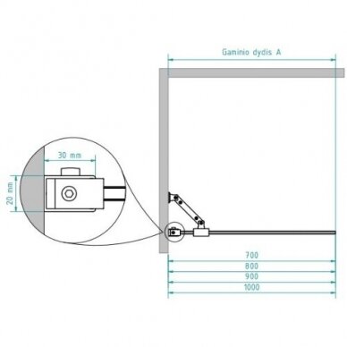 Brasta Glass Mija Nero Frame vonios sienelė su juodu profiliu, dydžių pasirinkimas 1