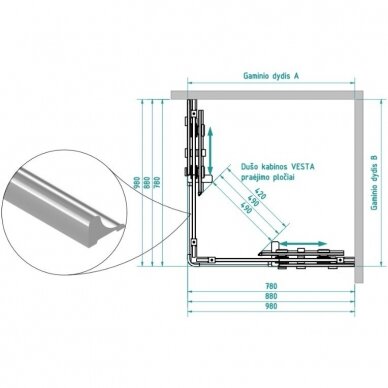 Brasta Glass Vesta dušo kabina, dydžių ir stiklo spalvų pasirinkimas 5