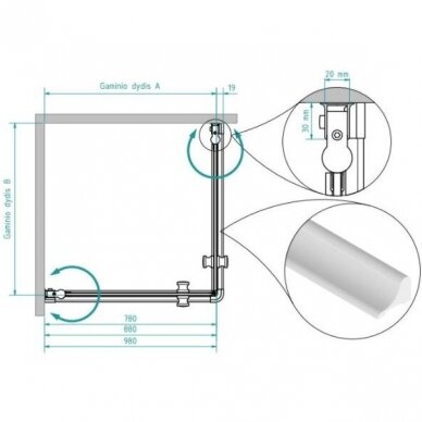 Brasta Glass Viktorija Nero Frame dušo kabina su juodu profiliu, skaidrus stiklas, dydžių pasirinkimas 1