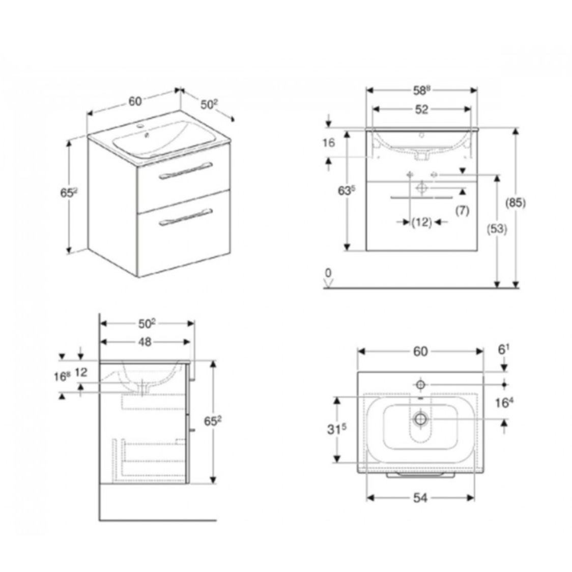Geberit Selnova Square praustuvas su pakabinama spintele, 600x652x502 mm, baltos spavos 1 Geberit Selnova Square praustuvas su pakabinama spintele, 600x652x502 mm, baltos spavos 1