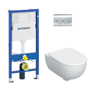 Geberit Duofix Basic potinkinis rėmas su Delta potinkiniu bakeliu, chromuotu mygtuku ir Geberit Selnova Premium Rimfree pakabinamu klozetu Geberit Duofix Basic potinkinis rėmas su Delta potinkiniu bakeliu, chromuotu mygtuku ir Geberit Selnova Premium Rimfree pakabinamu klozetu