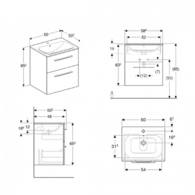 Geberit Selnova Square praustuvas su pakabinama spintele, 600x652x502 mm, baltos spavos 1 Geberit Selnova Square praustuvas su pakabinama spintele, 600x652x502 mm, baltos spavos 1