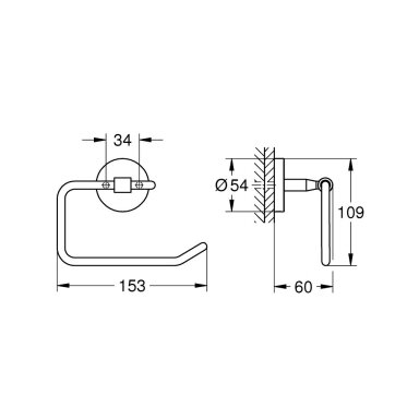 Grohe Baucosmopolitan tualetinio popieriaus laikiklis, chromas 40457001 Grohe Baucosmopolitan tualetinio popieriaus laikiklis, chromas 40457001