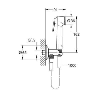 Grohe Bauedge potinkinis bide maišytuvo ir Tempesta dušelio komplektas, chromas Grohe Bauedge potinkinis bide maišytuvo ir Tempesta dušelio komplektas, chromas