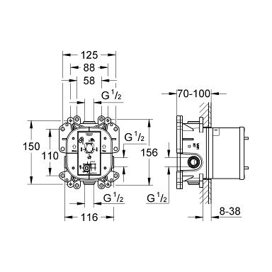 Grohe Eurocube potinkinis dušo maišytuvas, chromas 24061000 3