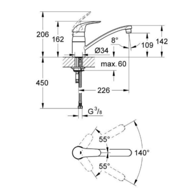 Grohe Euroeco virtuvės maišytuvas, chromas