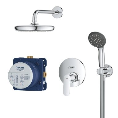 GROHE Get potinkinė dušo sistema su 210mm lietaus galva ir 100mm dušeliu, chromas 25220001 GROHE Get potinkinė dušo sistema su 210mm lietaus galva ir 100mm dušeliu, chromas 25220001