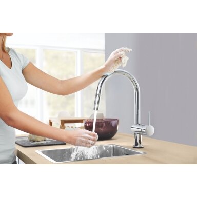 GROHE Minta Touch prisilietimu valdomas plautuvės maišytuvas su ištraukiamu dušeliu, chromas 31358002 GROHE Minta Touch prisilietimu valdomas plautuvės maišytuvas su ištraukiamu dušeliu, chromas 31358002