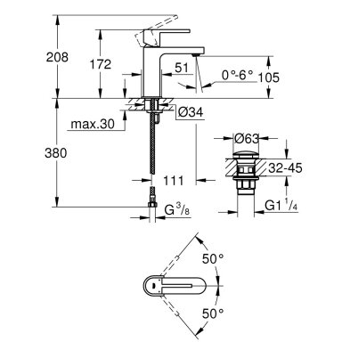 Grohe Plus S praustuvo maišytuvas, chromas 33163003 Grohe Plus S praustuvo maišytuvas, chromas 33163003