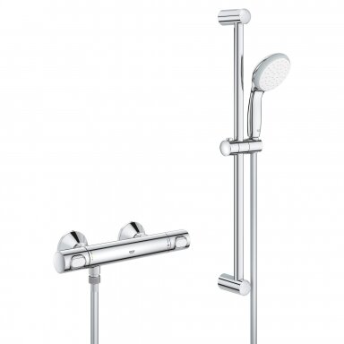 GROHE Precision Flow termostatinis dušo maišytuvas su Vitalio Go rankiniu dušeliu, stovu ir žarna, chromas 34805000